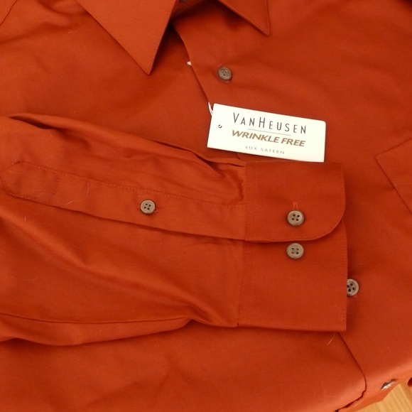 NWT Van Heusen men’s burnt orange dress shirt sz 16 34/35 - Picture 5 of 6